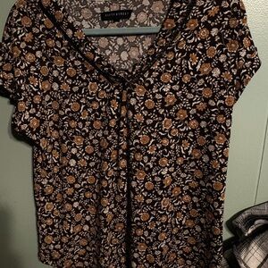 Women's Floral Black and Brown Top